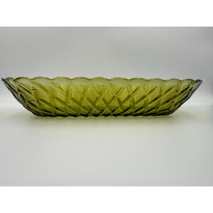 Antique Green EAPG Herringbone Relish Dish |Victorian Celery Tray| circa 1910